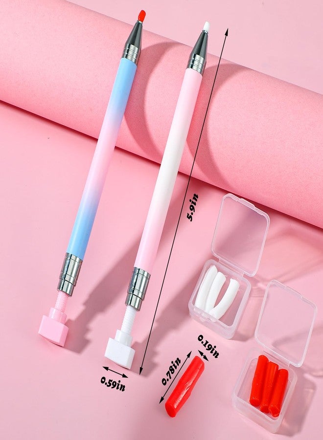 DOPENSPI 2PCS Rhinestone Picker Tool, Refillable Diamond Art Wax Pen with 6PCS Wax Refills Rhinestones Pickup Tool Diamonds Art Pens Nail Arts Rhinestone Dotting Pen for Nail and Diamond Paint Dotting - Image 3